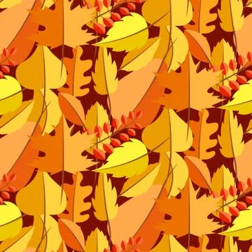 Autumn leaves fall seamless vector pattern Stock Illustration