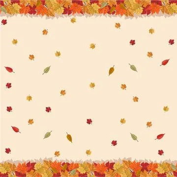 Autumn leaves fall warm background frame, vector illustration with autumn leaves Illustrazione stock