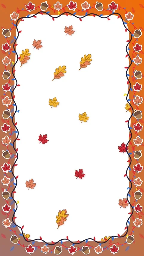 Autumn Leaves Falling Over Decorative Frame Vertical Animation Stock Footage 345705208