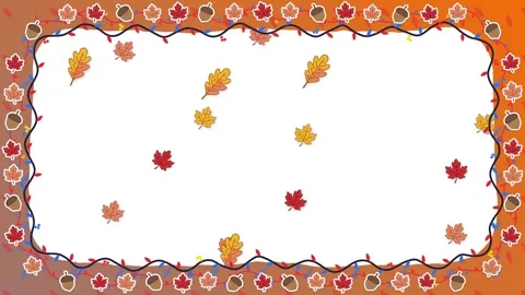 Autumn Leaves Falling Over Decorative Thanksgiving Border Frame Stock Footage 346116406