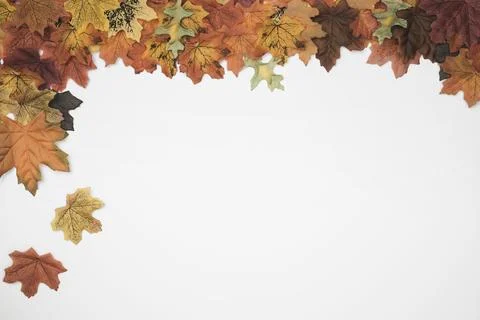 Autumn leaves falling from side frame Stock Photos