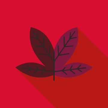Autumn leaves flat design icon with long shadow Stock Illustration