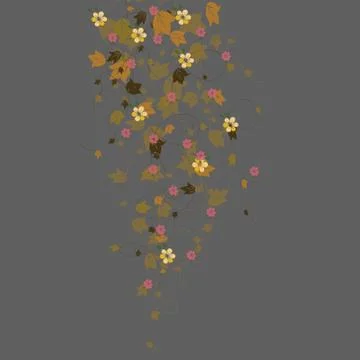 Autumn leaves with flowers vector placement print Stock Illustration
