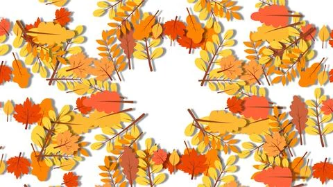 Autumn leaves frame with copy space on white background for fall equinox ce.. イラスト素材