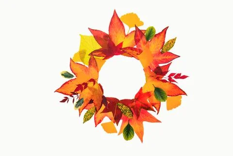 Autumn leaves frame. Fall leaf border, autumnal background. Autumn maple leaves Stock Photos