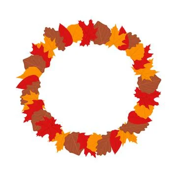 Autumn leaves frame, flat vector illustration Stock Illustration