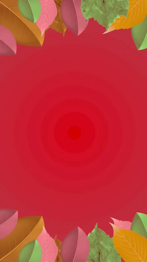 Autumn Leaves Frame on Red Background Animation. Stock Footage 320096032