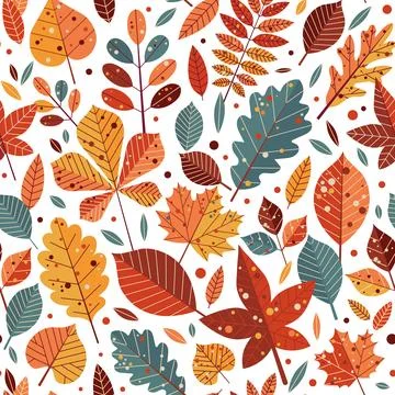 Autumn Leaves Geometric Seamless Pattern Stock Illustration