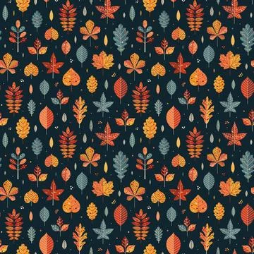 Autumn Leaves Geometric Seamless Pattern Stock Illustration