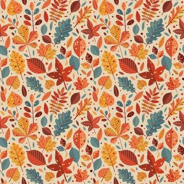 Autumn Leaves Geometric Seamless Pattern Stock Illustration