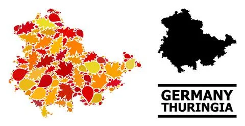 Autumn Leaves - Mosaic Map of Thuringia State Illustrazione stock