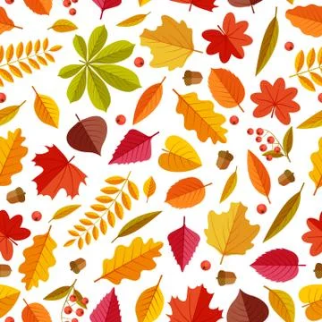 Autumn leaves pattern. Abstract repeating fall leaf, colorful foliage texture Stock Illustration