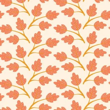 Autumn leaves pattern background in warm colours. Winter and Fall repeat Stock Illustration