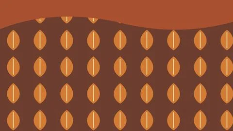 Autumn leaves pattern background with wavy brown border and copy space for .. Stock Illustration