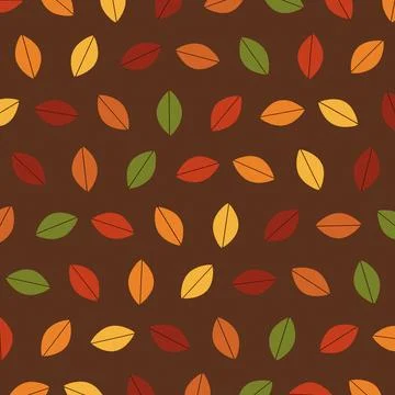 Autumn leaves pattern with brown background and multicolor foliage design Stock Illustration