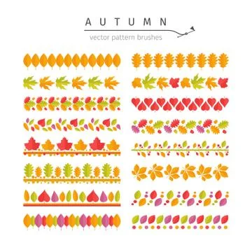 Autumn Leaves Pattern Brushes Set Stock Illustration