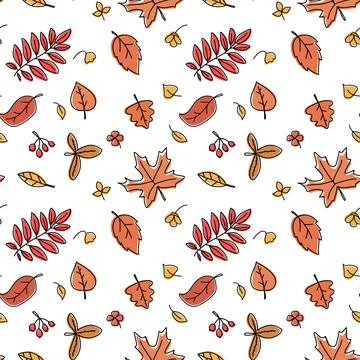 Autumn leaves pattern isolated vector illustration. Fall seamless background. Stock Illustration