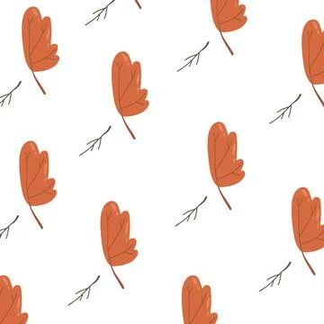 Autumn leaves pattern with twig , isolated on white background Stock Illustration