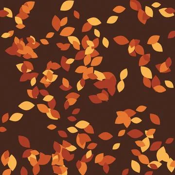 Autumn leaves pattern with warm gradient colors scattered on dark brown bac.. Stock Illustration
