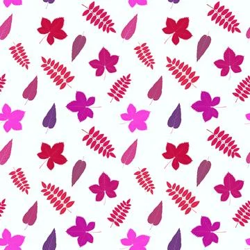 Autumn leaves pattern on white background Stock Illustration