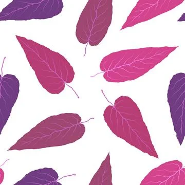 Autumn leaves pattern on white background, vector Stock Illustration