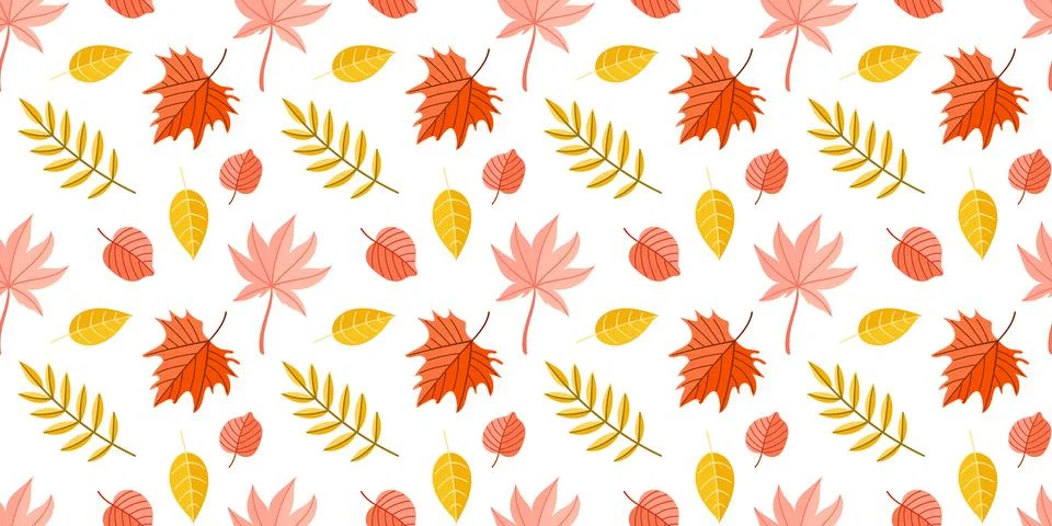 Autumn leaves pattern on a white background Stock Illustration