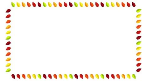 Autumn leaves rectangle frame with copy-space. Colorful cartoon leaves lines  库存插图
