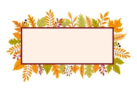 Autumn leaves rectangle frame template イラスト素材