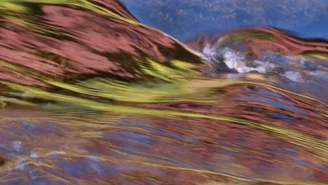 Autumn leaves reflected in mountain river, New Hampshire Video stock 81139683