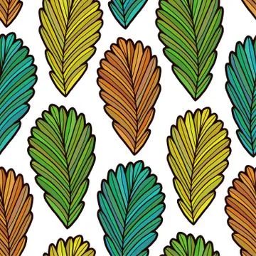 Autumn leaves repeating pattern. Colorful fall leaves design. Autumn seamless Stock Illustration
