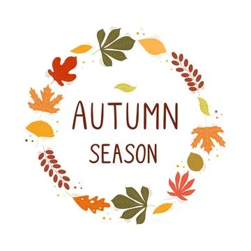 Autumn leaves round frame vector illustration Stock Illustration