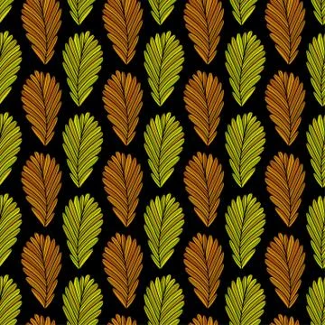 Autumn leaves seamless background. Vector pattern design in yellow and orange Stock Illustration
