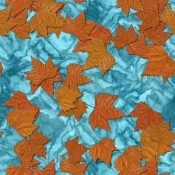Autumn leaves seamless generated texture background Stock Illustration