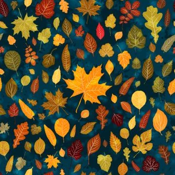Autumn leaves seamless pattern background Stock Illustration