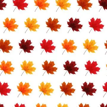 Autumn Leaves Seamless Pattern Background Vector Illustration Stock Illustration