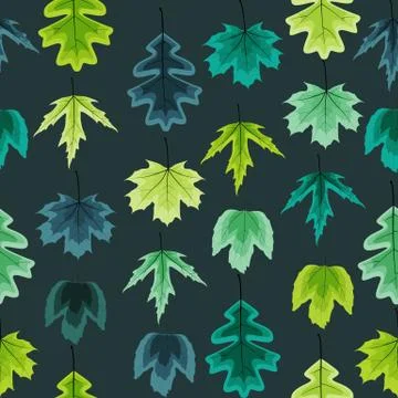 Autumn Leaves Seamless Pattern Background Vector Illustration Stock Illustration
