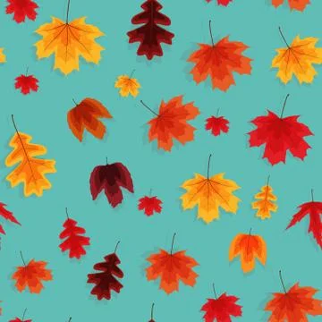 Autumn Leaves Seamless Pattern Background Vector Illustration EPS10 Stock Illustration