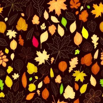 Autumn leaves seamless pattern background. Vector illustration Stock Illustration