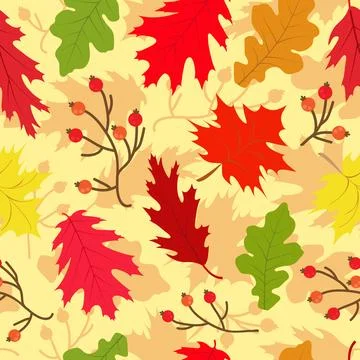 Autumn Leaves Seamless Pattern, Background 스톡 일러스트