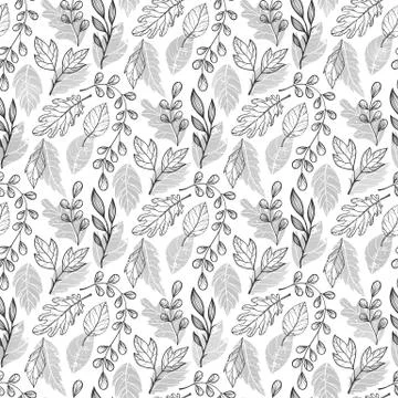 Autumn leaves seamless pattern BLACK Stock Illustration
