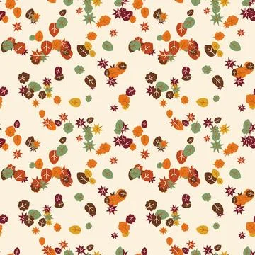 Autumn leaves seamless pattern on cream Stock Illustration