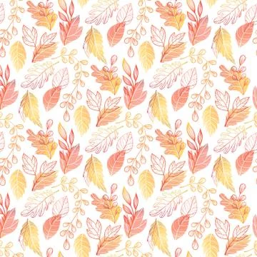 Autumn leaves seamless pattern FALL COLORS Stock Illustration