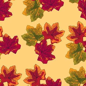 Autumn Leaves Seamless Pattern. Fall background texture. Stock Illustration