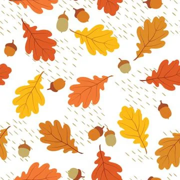 Autumn leaves seamless pattern. Fall leaf and berries. Floral nature icons. Stock Illustration