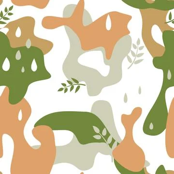 Autumn leaves seamless pattern. Fall leaf and berries nature icons over white Stock Illustration