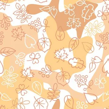 Autumn leaves seamless pattern. Fall leaf and berries nature background Stock Illustration