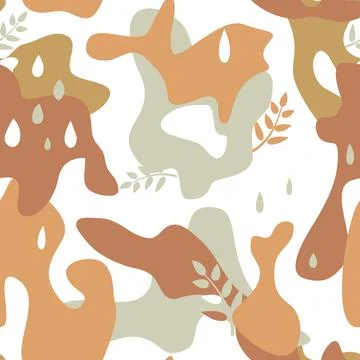 Autumn leaves seamless pattern. Fall leaf and berries nature icons over white Stock Illustration