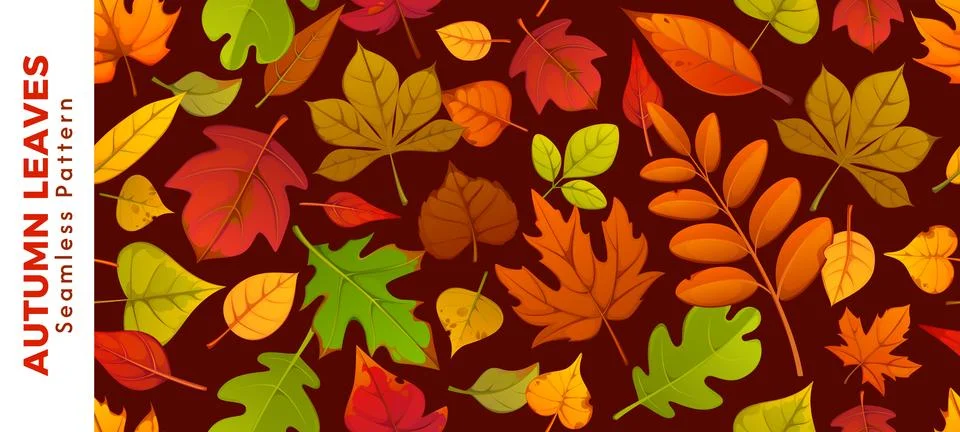 Autumn leaves seamless pattern, fall background Illustrazione stock