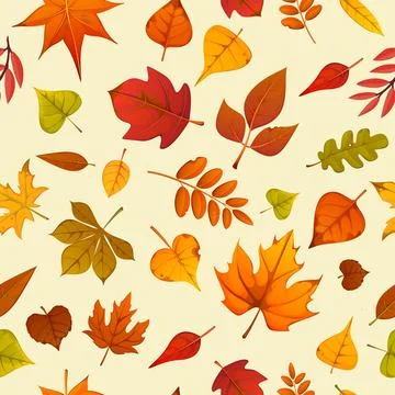 Autumn leaves seamless pattern, fall foliage Stock Illustration
