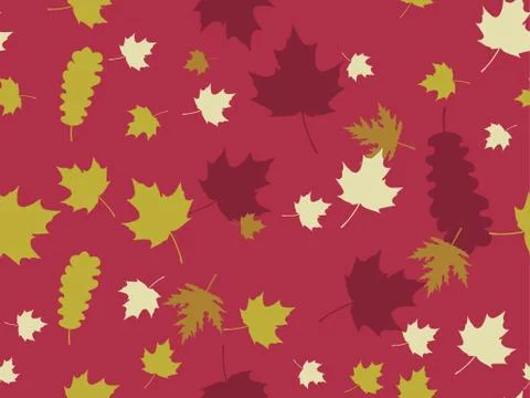 Autumn leaves seamless pattern. Falling leaves, leaf fall. Oak and maple Stock Illustration